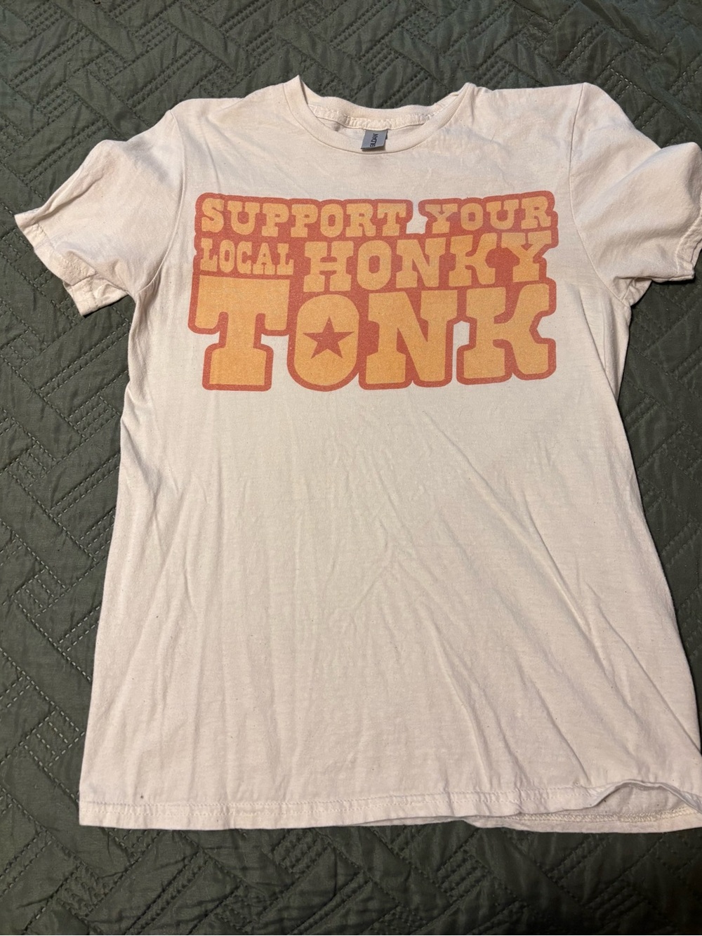 Support Your Local Honky Tonk Graphic Tee - Peach/Orange Print